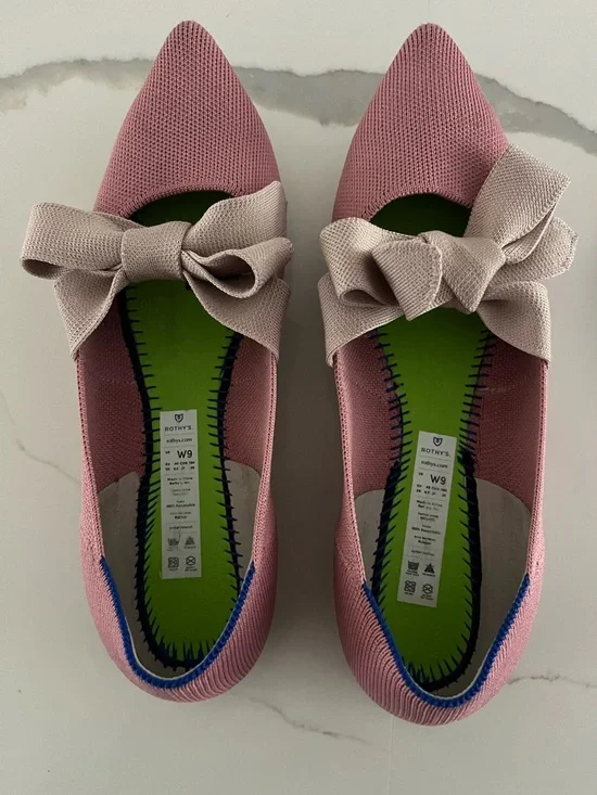Rothy’s rosebud point with bow flat shoes - Picture 2 of 6